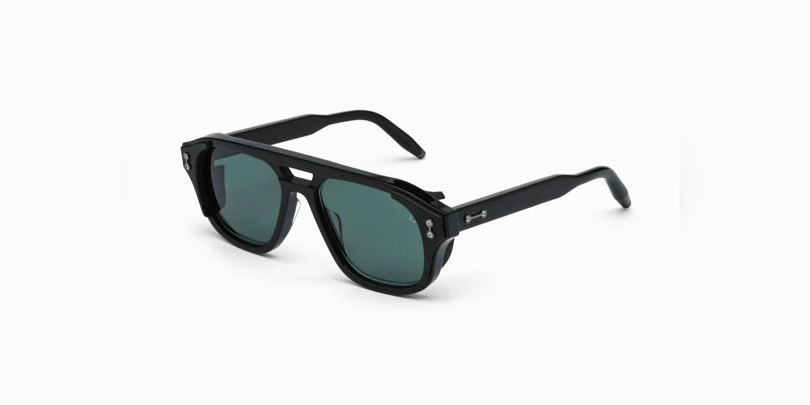 AKONI Phoenix - Black w/ Matte Black - Black Rhodium - Deep Emerald Green Lenses