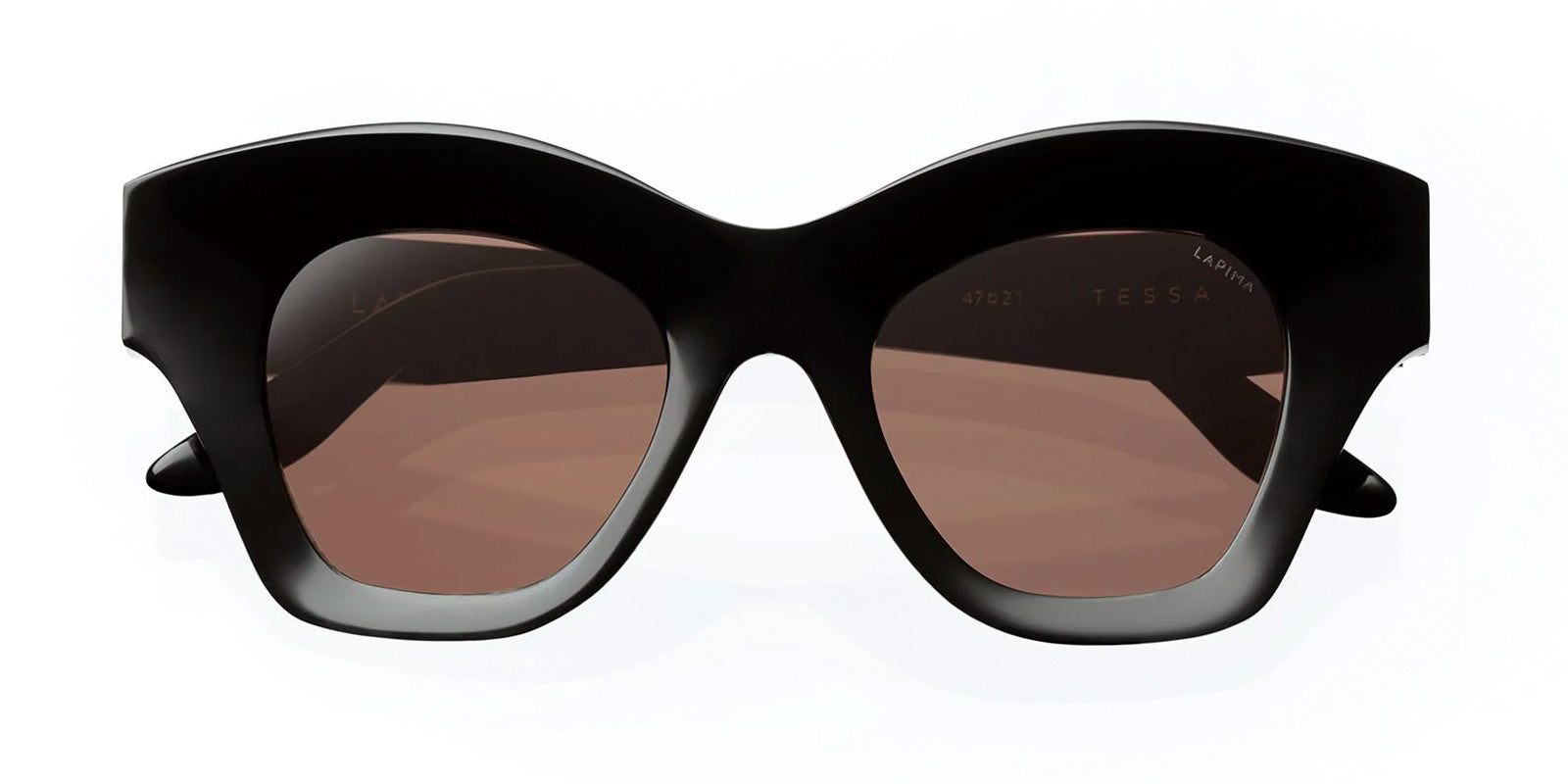 LAPIMA TESSA BLACK SOLID SUNGLASSES - Black Acetate